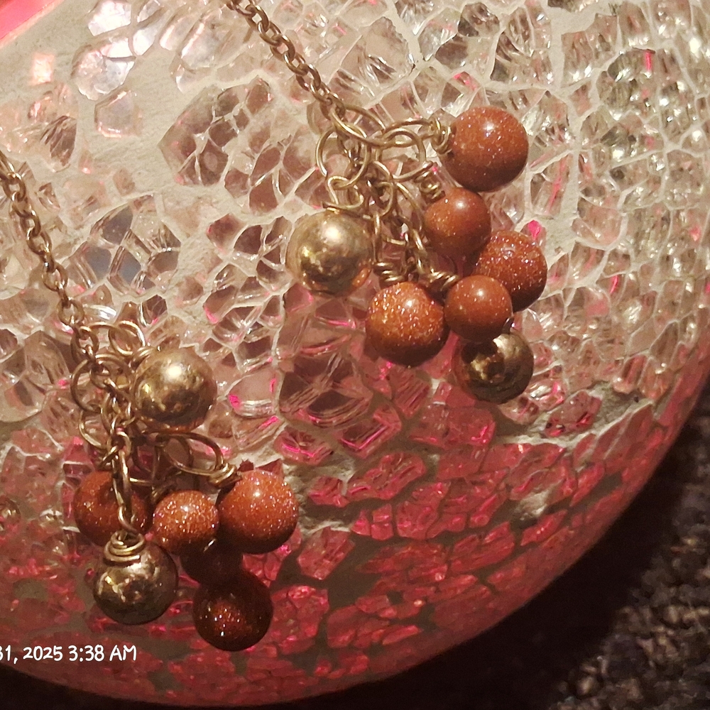 Elegant Gold and Brown Beaded Earrings